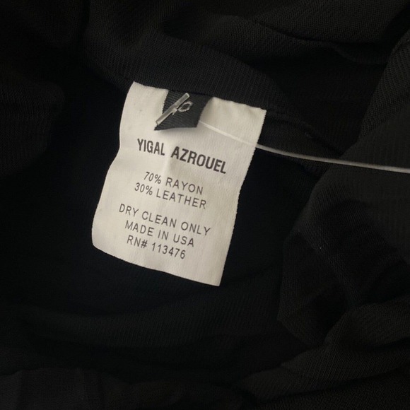 Yigal Azrouel Women’s NWT Black Ruched Leather Detail Dress Size 10. - Picture 8 of 13